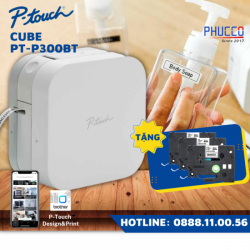 Máy in nhãn Brother PT-P300BT_ Kèm 2 cuộn nhãn in