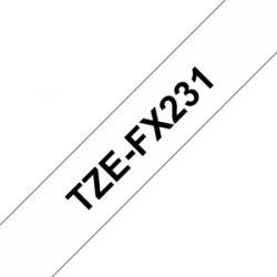 TZe-FX231 Nhãn siêu dẻo, chữ đen trên nền trắng 12mm