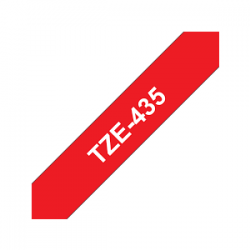 TZe-435 Nhãn tiêu chuẩn, chữ trắng trên nền đỏ 12mm