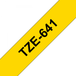 TZe-641 Nhãn tiêu chuẩn, chữ đen trên nền vàng 18mm