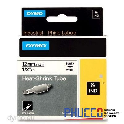Nhãn in ống co nhiệt Dymo Rhino_Chữ đen trên nền trắng 12mm (1.5m)