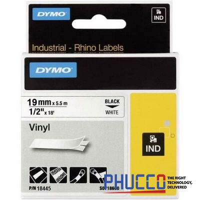 Nhãn in Vinyl Dymo Rhino_Chữ đen trên nền trắng 19mm (5.5m)