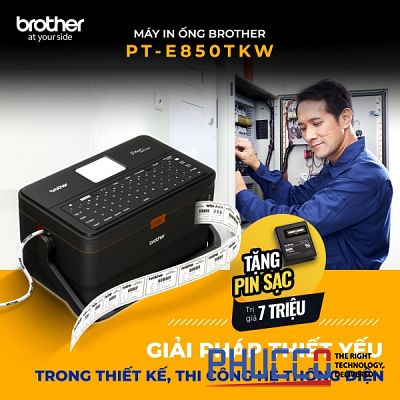 Máy in nhãn - in ống Brother PT-E850TKW. Tặng (Pin sạc Brother)