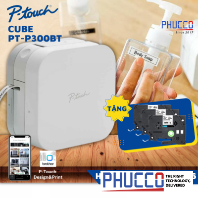 Máy in nhãn Brother PT-P300BT_ Kèm 2 cuộn nhãn in