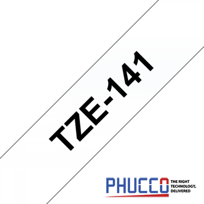 TZe-141 Nhãn tiêu chuẩn, chữ đen trên nền trong 18mm