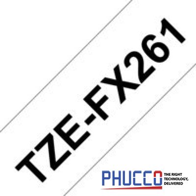 TZe-FX261 Nhãn siêu dẻo, chữ đen trên nền trắng 36mm