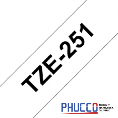 Nhãn in Brother TZe-251, 24mm x 8m (rộng x dài) chữ đen trên nền trắng