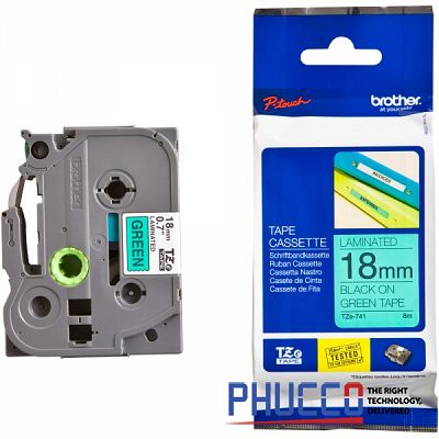 TZe-FX741 Nhãn siêu dẻo, chữ đen trên nền xanh lam 18mm 